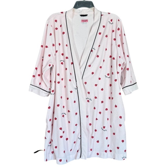 Kate Spade “Ladies First” Pink Ladybug Terry Velour Robe Women’s Size M - Picture 7 of 16